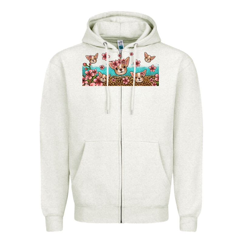 Floral Chihuahua Dogs Zipper Hoodie by Jasminsmagicworld | Teevron