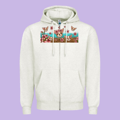 Floral Chihuahua Dogs Zipper Hoodie Designed By Jasminsmagicworld