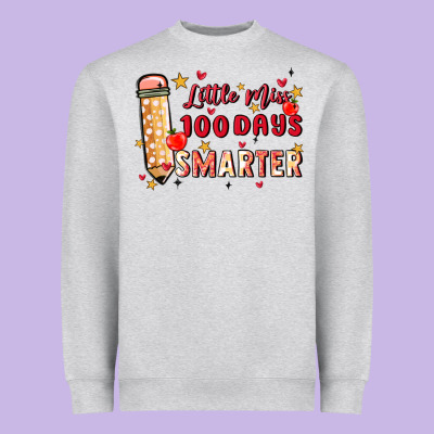 Little Miss 100 Days Smarter Heavyweight Sweatshirt Designed By Maliassmallbusiness