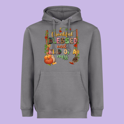 Thankful Blessed And Kind Of A Mess Heavyweight Hoodie Designed By Nancycooperartshop