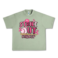 Oil Green strike out cancer baseball Urban Heavy Tee - MaliasSmallBusiness