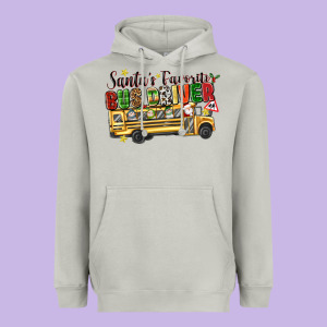 Santas Favorite Bus Driver Heavyweight Hoodie Designed By Texasbilliewilder