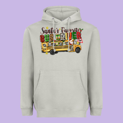 Santas Favorite Bus Driver Heavyweight Hoodie Designed By Texasbilliewilder
