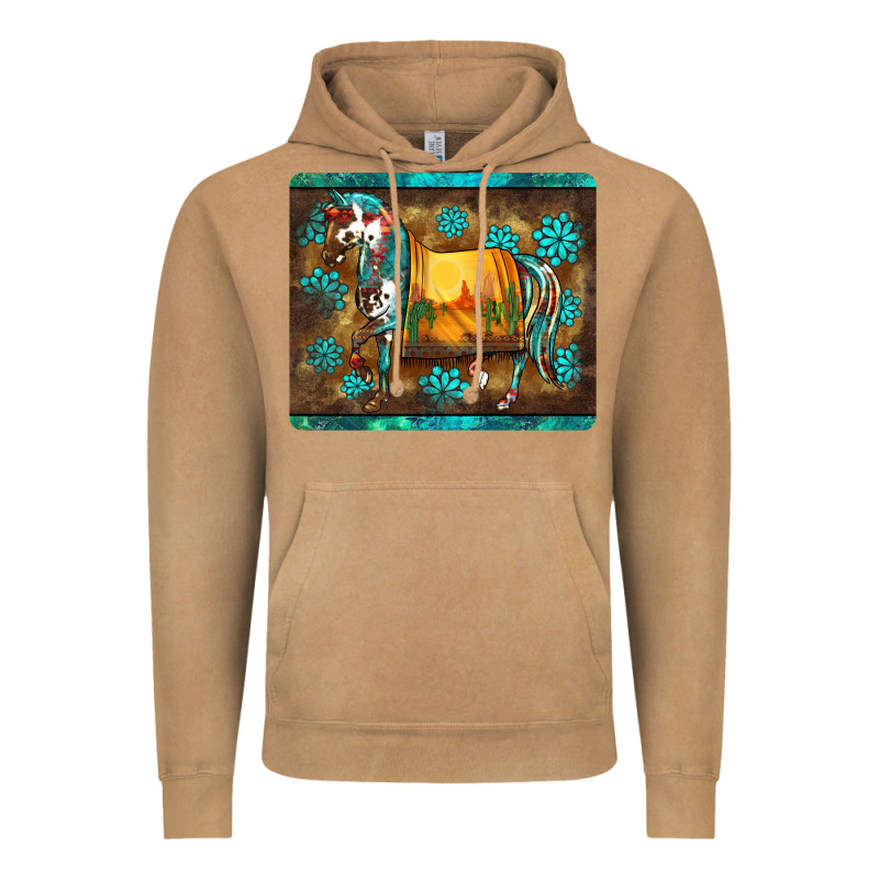 Western Horse Sunset Turquoise's Gemstones Mousepad Vintage Hoodie by BarkalooDesign | Teevron