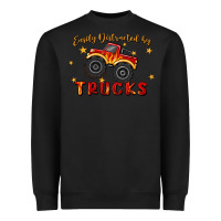 Black easily distracted by trucks Heavyweight Sweatshirt - MaliasSmallBusiness