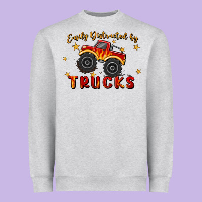 Easily Distracted By Trucks Heavyweight Sweatshirt Designed By Maliassmallbusiness