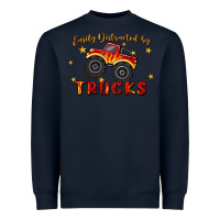 Navy easily distracted by trucks Heavyweight Sweatshirt - MaliasSmallBusiness