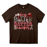 Chocolate Brown hey batter batter swing Heavy Core Tee - RacoonDesign