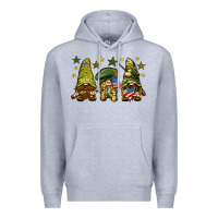 Heather Grey Army Gnomes 4th of july Premium Hoodie - HowdyJamesFarm