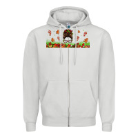 Dove Grey christmas mama messy bun Zipper Hoodie - Jasminsmagicworld