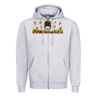Heather Grey christmas mama messy bun Zipper Hoodie - Jasminsmagicworld
