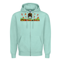 Seafoam christmas mama messy bun Zipper Hoodie - Jasminsmagicworld