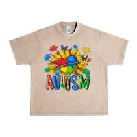 French Oak austism sunflower Urban Heavy Tee - MaliasSmallBusiness