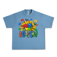 Pebble Blue austism sunflower Urban Heavy Tee - MaliasSmallBusiness