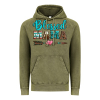 Vintage Olive blessed mama serape cowhide turquoise Vintage Hoodie - Jasminsmagicworld