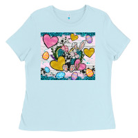 Baby Blue Easter hearts Cowhide tumbler Easter Day Ladies Tee - Neo Western