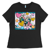 Black Easter hearts Cowhide tumbler Easter Day Ladies Tee - Neo Western