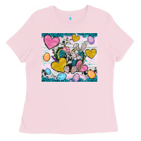 Bubblegum Pink Easter hearts Cowhide tumbler Easter Day Ladies Tee - Neo Western