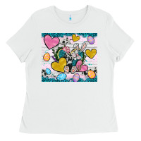 White Easter hearts Cowhide tumbler Easter Day Ladies Tee - Neo Western