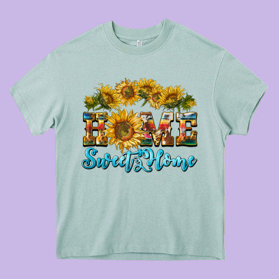 Home Sweet Home Sunflower Heavy Core Tee Designed By Barkaloodesign