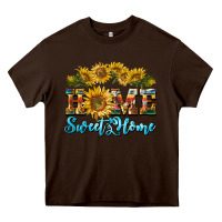 Chocolate Brown home sweet home sunflower Heavy Core Tee - BarkalooDesign