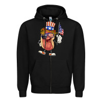 Black 4th of july hot dog Zipper Hoodie - BarkalooDesign