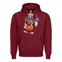 Burgundy 4th of july hot dog Zipper Hoodie - BarkalooDesign