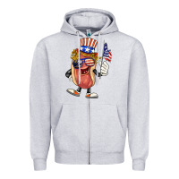 Heather Grey 4th of july hot dog Zipper Hoodie - BarkalooDesign