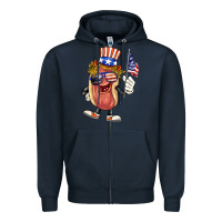 Navy 4th of july hot dog Zipper Hoodie - BarkalooDesign