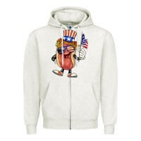 Oatmeal Heather 4th of july hot dog Zipper Hoodie - BarkalooDesign