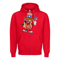 Red 4th of july hot dog Zipper Hoodie - BarkalooDesign