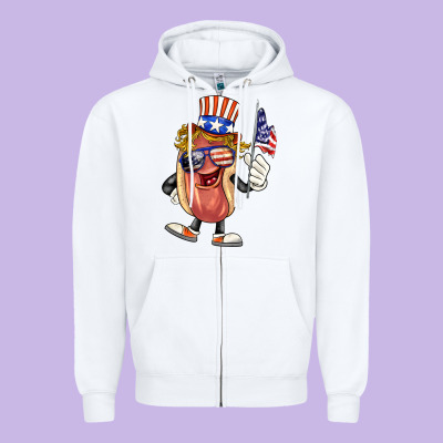 4th Of July Hot Dog Zipper Hoodie Designed By Barkaloodesign