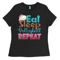 Black eat sleep volleyball repeat Ladies Tee - HRA Design Shop