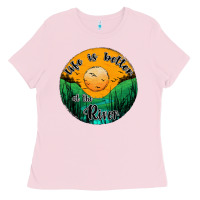 Bubblegum Pink life is better at the river Ladies Tee - JahusDesignShop
