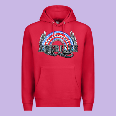 American Rainbow Premium Hoodie Designed By Howdyjamesfarm