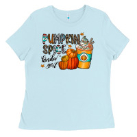 Baby Blue pumpkin spice kinda girl Ladies Tee - CowhideDigitalArt
