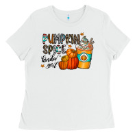 White pumpkin spice kinda girl Ladies Tee - CowhideDigitalArt