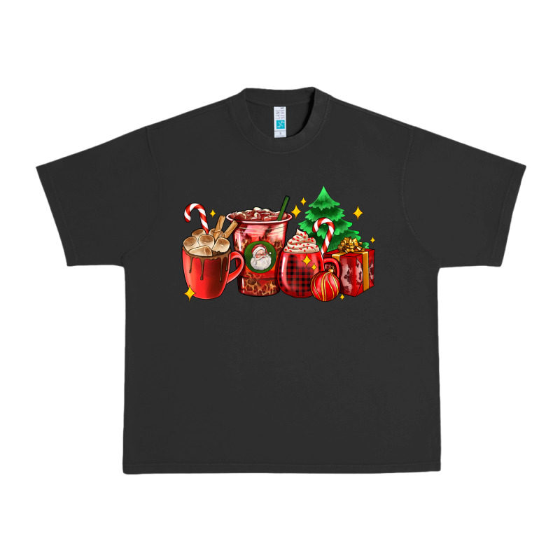Christmas Coffee Cups With Gift And Christmas Tree Urban Heavy Tee by AdoDesignShop | Teevron
