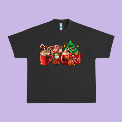 Christmas Coffee Cups With Gift And Christmas Tree Urban Heavy Tee Designed By Adodesignshop