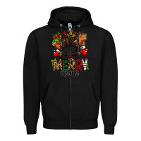 Black Christmas merry mama messy bun Zipper Hoodie - Jasminsmagicworld