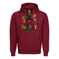 Burgundy Christmas merry mama messy bun Zipper Hoodie - Jasminsmagicworld