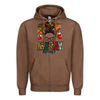 Chestnut Christmas merry mama messy bun Zipper Hoodie - Jasminsmagicworld