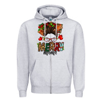 Heather Grey Christmas merry mama messy bun Zipper Hoodie - Jasminsmagicworld