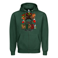 Sports Green Christmas merry mama messy bun Zipper Hoodie - Jasminsmagicworld