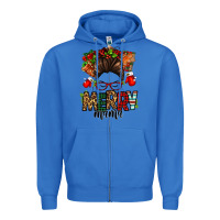 True Royal Christmas merry mama messy bun Zipper Hoodie - Jasminsmagicworld