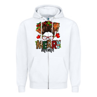 White Christmas merry mama messy bun Zipper Hoodie - Jasminsmagicworld