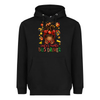 Black santas favorite school bus driver afro messy bun Heavyweight Hoodie - texasbilliewilder