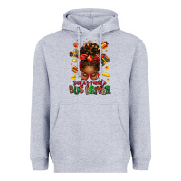 Heather Grey santas favorite school bus driver afro messy bun Heavyweight Hoodie - texasbilliewilder