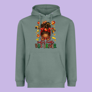 Santas Favorite School Bus Driver Afro Messy Bun Heavyweight Hoodie Designed By Texasbilliewilder