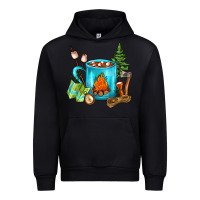 Black Camping Coffee Urban Hoodie - FaDigitalArtStudio